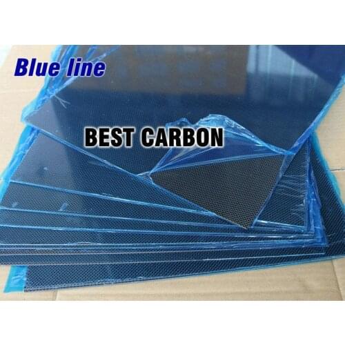 Free shipping 400mm x 500mm Blue line glossy Carbon Fiber Plate, cf plate , carbon sheet ,carbon panel