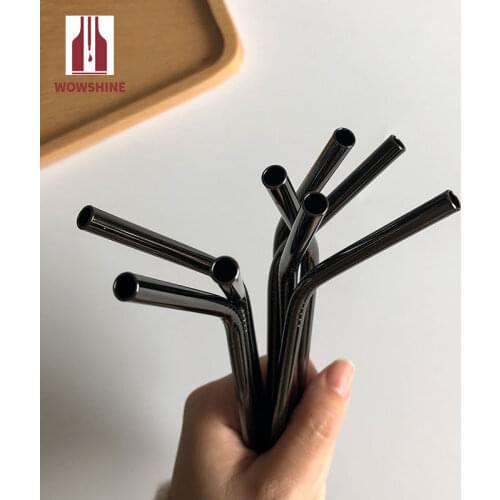 Wowshine Factory Free Shipping Gun Black 8 straws+2 brushes stainless steel straws 10pcs/set
