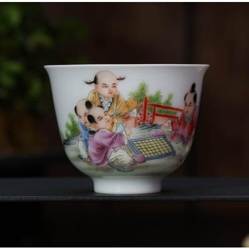 Changwuju in Jingdezhen the handpainted famille rose porcerlain tea cup for host use painted by Jinhongxia