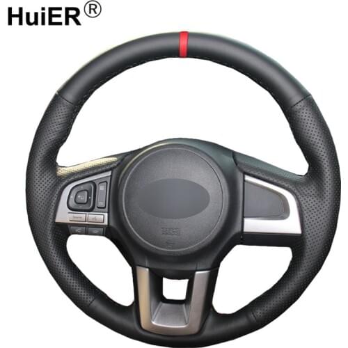 HuiER Hand Sew Car Steering Wheel Cover Breathable Red Marker For Subaru Legacy 2016 Outback 2015 2016 XV 2016 Forester 2016