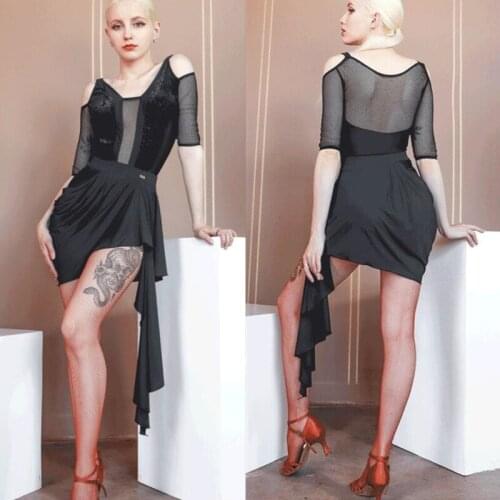 Black latin dress skirt cha cha samba dress latin leotard blouse latin bodysuit white latin skirt 765