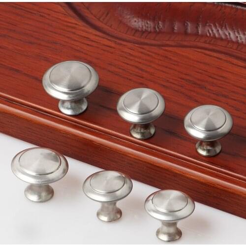 Diameter 23mm 27mm Zinc Satin Nickel Cabinet Pull Cupboard Drawer Handle Knobs Wardrobe Handle With Screw Furniture Hardware