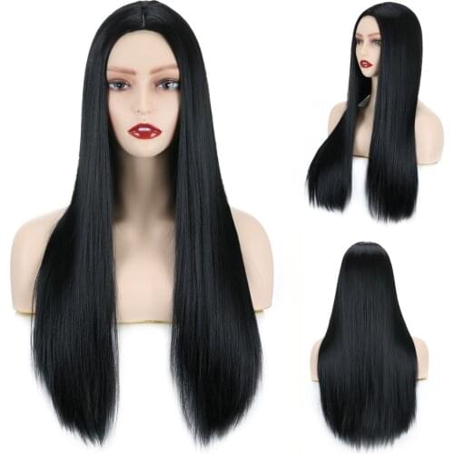 Long Straight Wig Without Bangs Blonde Pink Ombre Silky Synthetic Heat Resistant Nature Wave Colorful Costume Cosplay Wigs