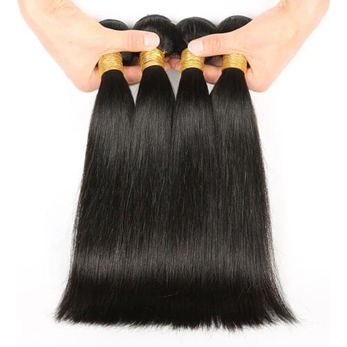 Hot Wave Brazilian Human Hair Weave Bundles Extension Human Hair For Women Natural Black Silky Straight Weft Long 1/3/4 Psc