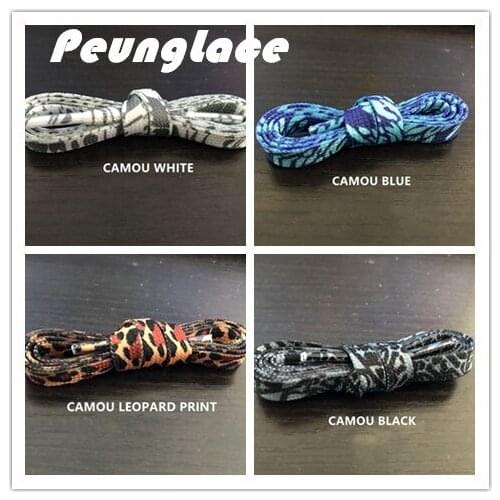 Quality PeungLace 1000 pairs/lot 8mm Printed Camouflage Shoelaces Fashion Leopard Print Flat Shoelaces