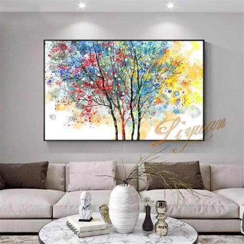 A Lot Of Tree Hand Painted Oil Paintings on Canvas Abstract Painting Wall Picture for Living Room Home Decor Art No Framed