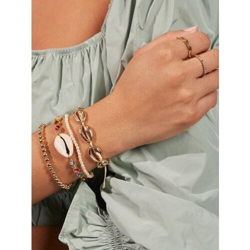 LUNA CHIAO 2020 Summer Jewelry Shell Conch Braided Pull Tie Bracelet Set-Stacked Bracelets Jewelry for Women