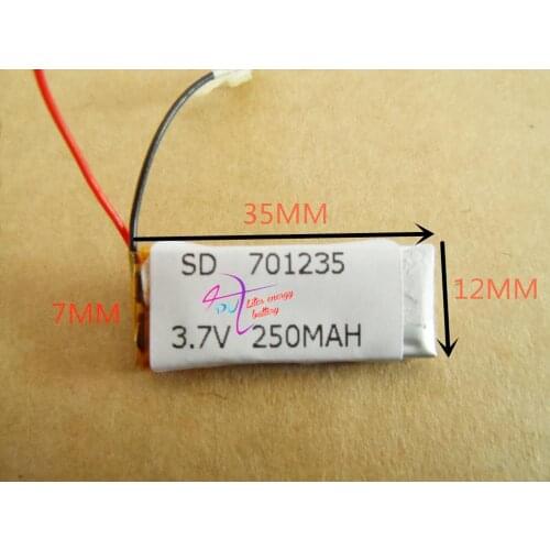 Best battery brand 3.7V polymer lithium battery 701235 recording pen MP3 point reading pen 250mAH send battery connector