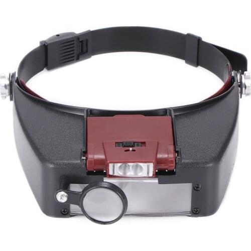 New 10X Headband Magnifier Glasses Helmet Style Loupe Lens LED Lights Loupe Microscope For Repairing Watch Jewelry Reading