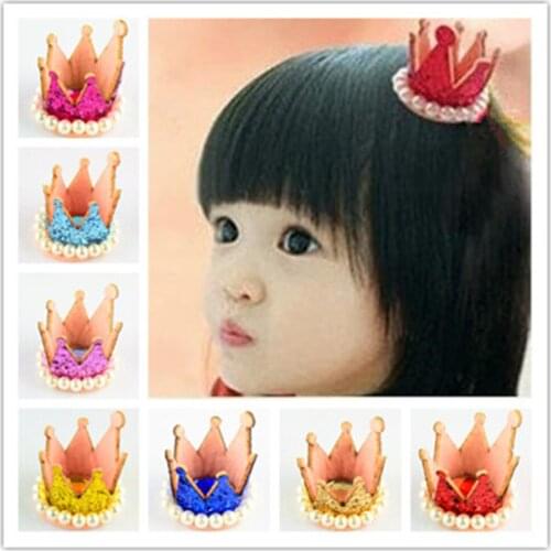 10 Color U Pick Mini Felt Glitter Crown With Pearls Rhinestone with clips Decoration DIY Supplies Hair Accessories
