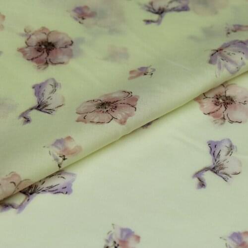 100% natural cotton fabric mini flower on light yellow background thin,CT056