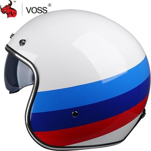 VOSS 3/4 Open Face Retro Motorcycle Helmet Dual Lens Visors Casco Moto Electric Bicycle Helmet Summer Motorbike Helmet DOT