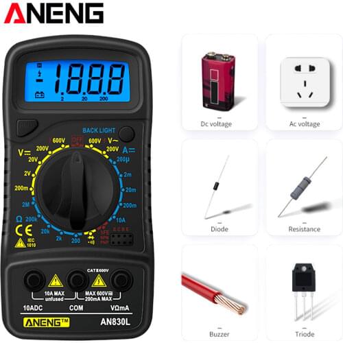 ANENG XL830L Digital Multimeter Voltmeter Ammeter AC/DC OHM Tranistor NCV Tester LCD Current Analog Multi Meter Capacitance