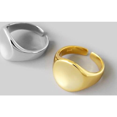 925 Sterling Silver Women Resizable Ring Square Simple Signet Rings for Male Men Couples Wedding Band Engrave Jewelry Gift