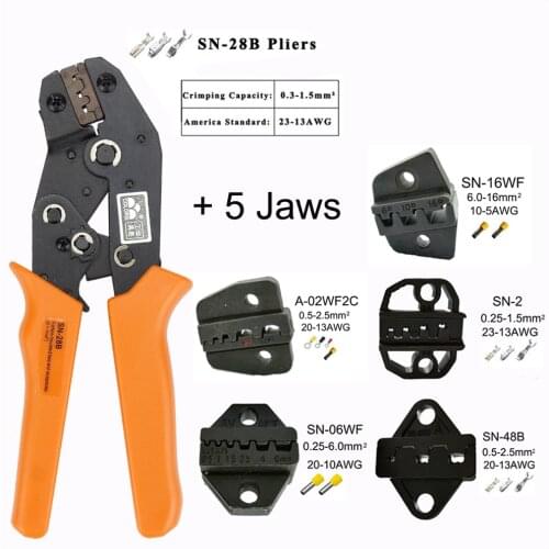 Terminal Crimping tool plier jaw 190mm Multi Functional Carbon Steel SN-28B+5 Jaws Kit SN-24B SN-2 european style Terminal Tool