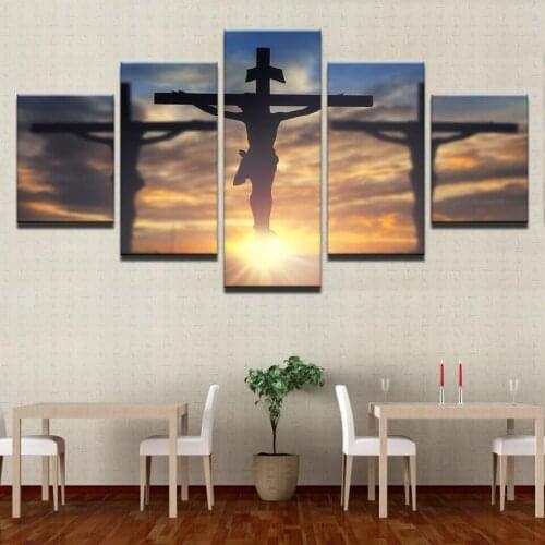 Frame Canvas Wall Art Poster Home Decoration Living Room Modern 5 Panel Jesus Christ Cross HD Print Modular Pictures Painting