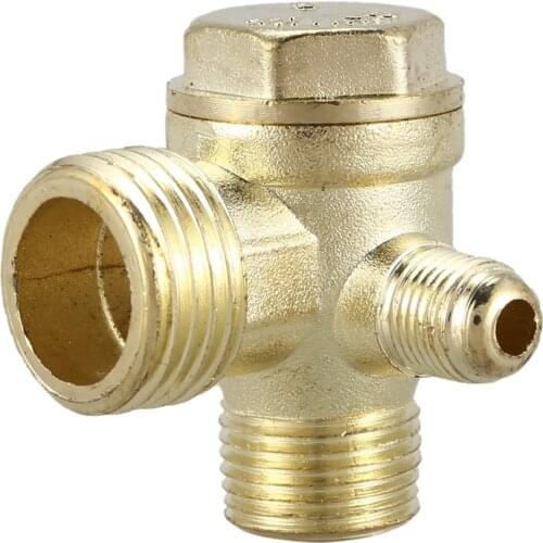 2/5" 3/8"PT 1/2"PT Male Thread 3 Way Metal Air Compressor Check Valve Gold Tone