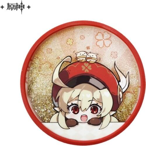 Genshin Impact Mondstadt Mihoyo Official Products 10CM Cute Acrylic Flashing Flowing Gold Paillette Coaster Cup Mat Klee Theme