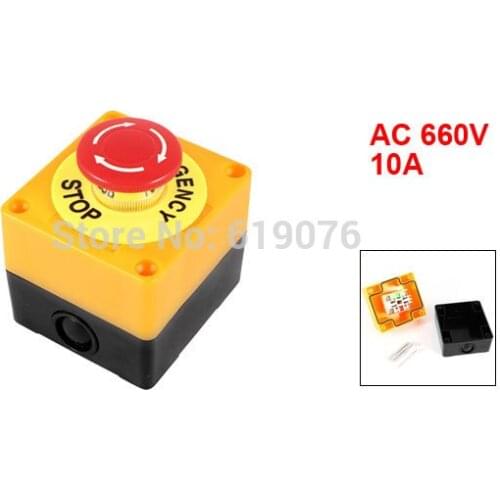 AC 660V 10A Plastic Shell Red Sign Emergency Stop Mushroom Push Button Switch
