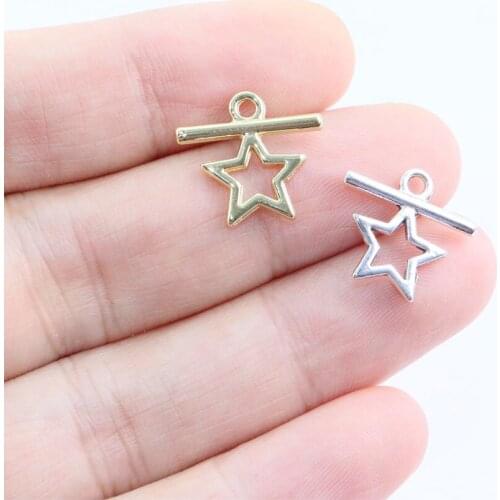 Eruifa 20pcs 15mm Star Gold/Silver Plated Bee Zinc Alloy Charms Pendant Jewelry DIY Necklace Bracelet Earrings 2 Colors