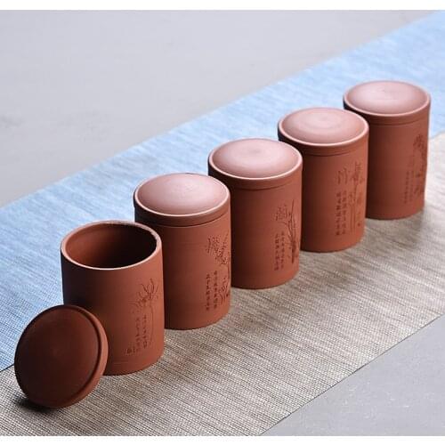 Portable Tea Storage Jar Pu'er Tea Storage Sealed Tank Spices Sugar Tea Coffee Container Purple Sand Teaware Small Food Bottle