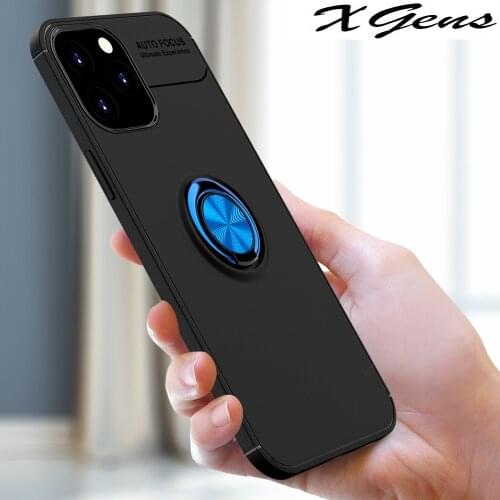 Shockproof Case For iPhone 12 Pro Max Soft Silicone Metal Ring Stand Phone back cover for iPhone 12 mini iP12 2020 New