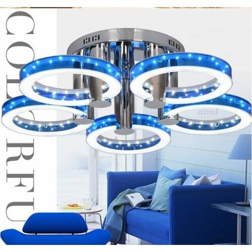 Lucky Ring 18 W LED Ceiling Lights Acrylic with 5 lights (Chrome Finish) Blue Size:73*73*20cm