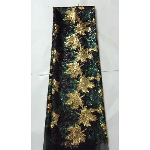 130cm maple leaf image sequin fabric, gold inkish green and black color match,XERY-JHC161223A