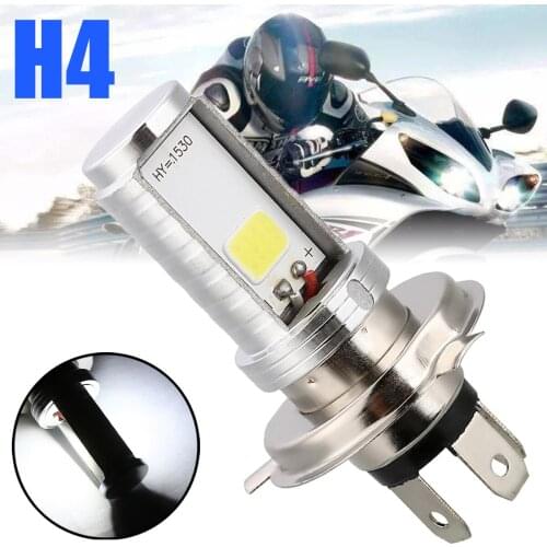 Treyues 1PC Double Sided Motorcycle H4 COB LED Headlight Hi-Lo Beam Front Lamp Bulb White For Moto Accessories
