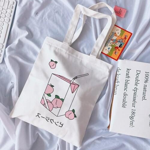 Japanese cute Kawaii cartoon fun new large capacity casual milk sweet cartoon letter canvas female Harajuku shoulder bags