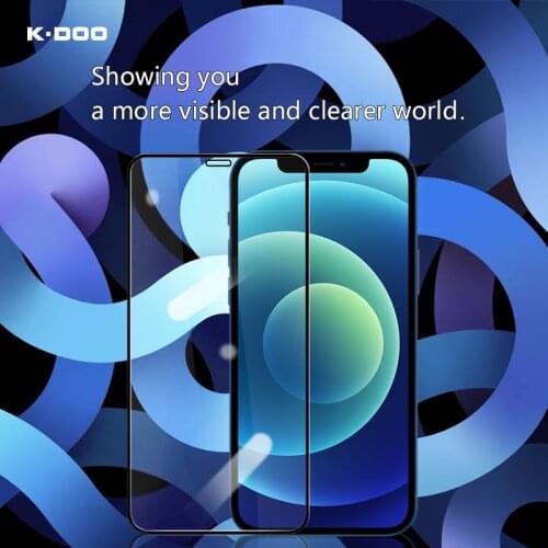 K-Doo Full Glass second strengthened ultra clear black edge glass protector mobile glass film for iPhone12/12mini/12pro/12promax