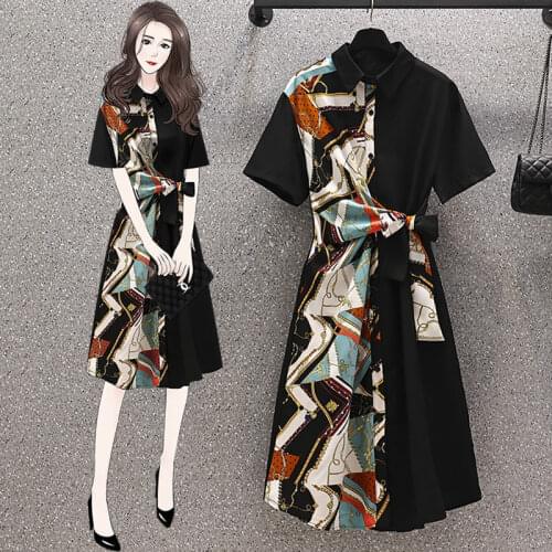 Women Dresses Womens Short-Sleeved Chiffon Dress Summer 2021 Patchwork Skirt Vestido De Mujer