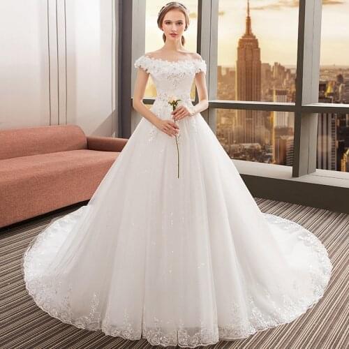 New Luxury 3D Flower lace Beads Sequins Royal Train Fashion Wedding Dresses for bride plus sizes vestido de noiva robe de mariee