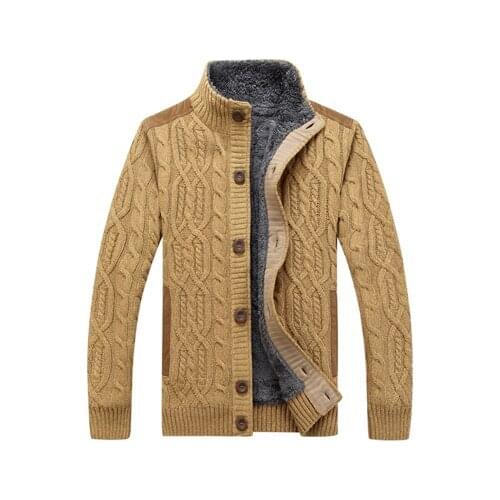 Winter Mens Sweaters Fashion Men Fleece Warm Knitted Sweater Coats Casual Men Slim Fit Wool Knitted Cardigan Clothing