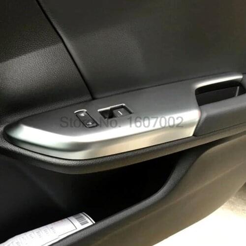 For Honda For Civic 2016 Left-handed Driving 2pcs Chrome Car Interior Door Armrest Cover Window Lifter Switch Button Trim