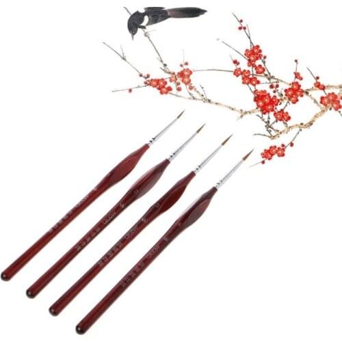 4pcs Wolf Hair Brush Fine Hand Painted Thin Hook Line Pen Miniature Paint Brush Set For Art Supplies Drawing Art Pen Paint Brush