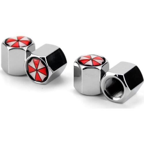 4pcs Umbrella Pattern Aluminum Car Tire Valve Caps Black Color Car Truck Tube Wheel Tyre Air Covered Car Motor Bike Accessorires