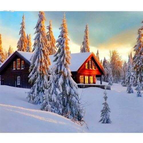 5D diy diamond Painting Cross Stitch Snow House 3d diamond embroidery Sunset diamond mosaic pattern home decor gifts