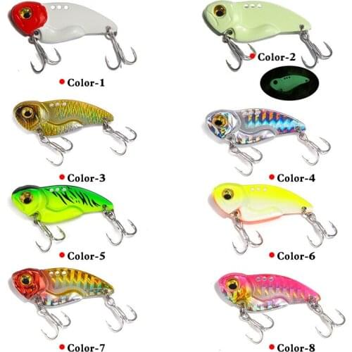 8Pcs Metal VIB Lures 8g 15g 20g Vivid Vibrations Spoon Fishing Lure Bass Bait 3D Eye Artificial Hard Bait Cicada lure VIB Bait