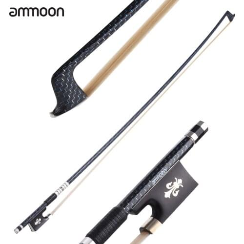 Ammoon Well Balanced 4/4 Violin Fiddle Bow Braided Carbon Fiber Round Stick Exquisite Horsehair Ebony
