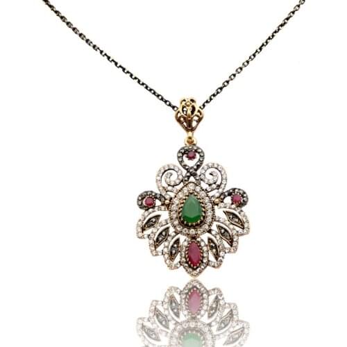 Antique Turkish Ladies Pendant Necklaces Retro Gold Color Butterfly Hollow Out Crystal Women Necklace Wedding Festival Jewelry