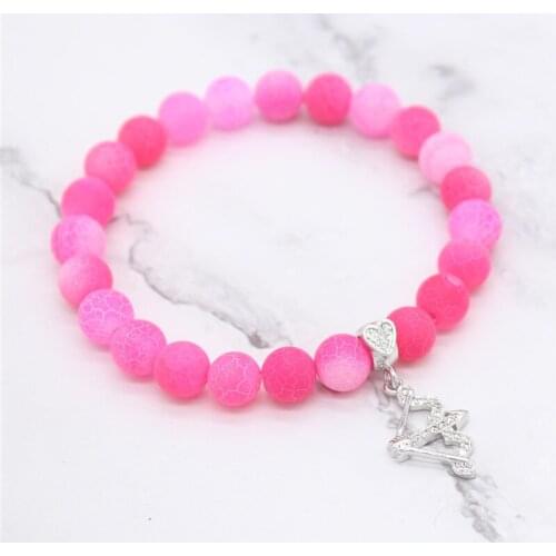 Heart Arrow Shape Cubic Ziconia Bracelet Sweet Pink Natural Stone Beads Bracelets for Women Girl Gifts Charm Jewelry MBR180260