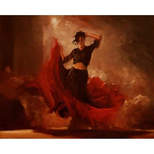 Decorative art dancer under spotlight hand painted portraits paintings woman oil on canvas for wall decor