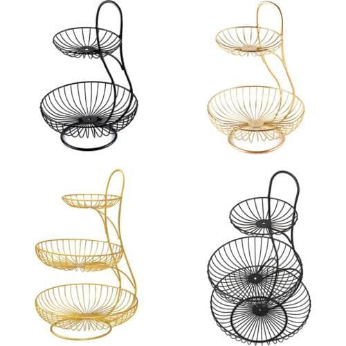 Fruit Basket Bowl Holder Stand Kitchen Vegetables Storage Metal Wire Organizer Decorative Household Food Storage Basket