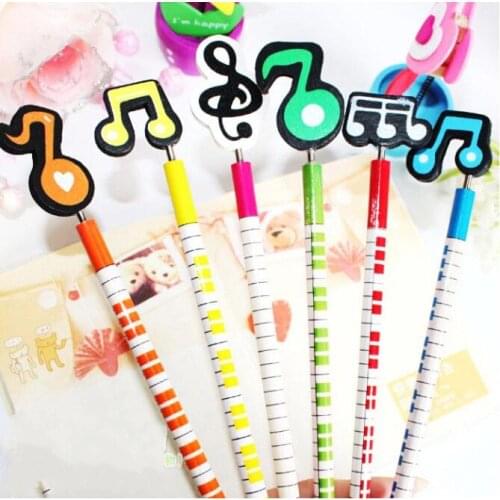 6pcs/set per Lot musical note wooden pencil stationery set Kid gift