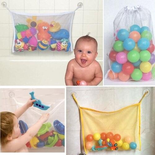 High Quality Folding Eco-Friendly Baby Bathroom Mesh Bag Child Bathroom Hanging Bags Net Suction Cup Baskets Kids Bath Toy Bags