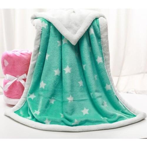 Printed Double Thicken Blanket Baby Quilt Comfortable Flannel Blanket for Autumn and Winter for Newborn Baby Bedding Blankets