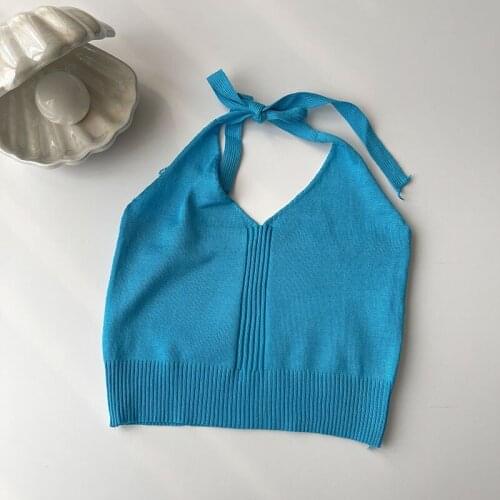 HELIAR Women Summer Crop Tops Camis Sexy Tops Womens Halter Tops Sexy Ribbed Cotton V-neck Crop Tops Women 2021 Summer