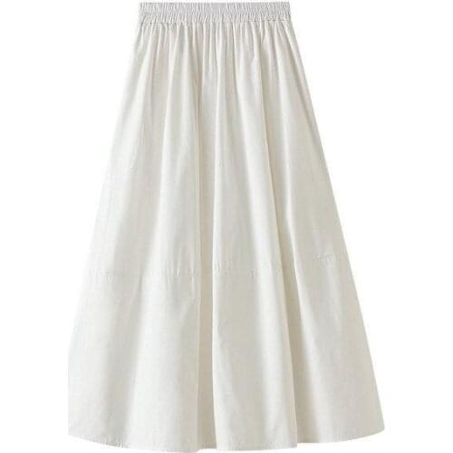 Retro Cotton Long Skirt Women A-line Umbrella Black Skirt Women For Spring 2020 Summer Elastic Waist Fluffy Tutu Skirts Womens