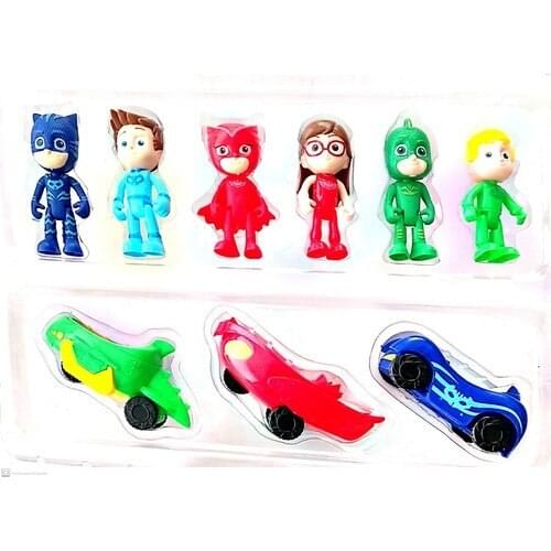 Duru Pijamaskeliler Toy Trolley 6 Figure Set - 9 Piece wonderful figures pijameskeliler